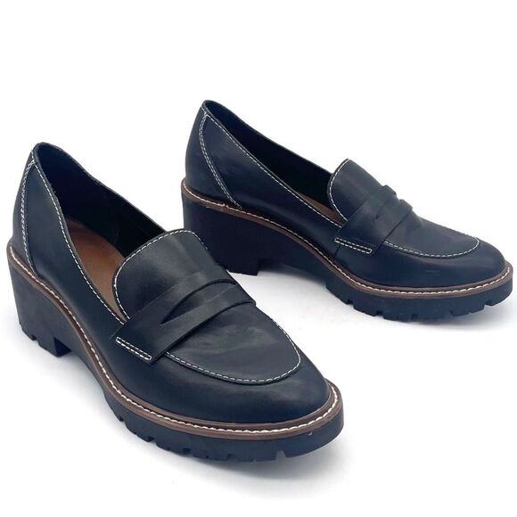 Blondo Waterproof Dulce Platform Loafer Black Leather Lug Sole Shoes Size 10 - Picture 2 of 16
